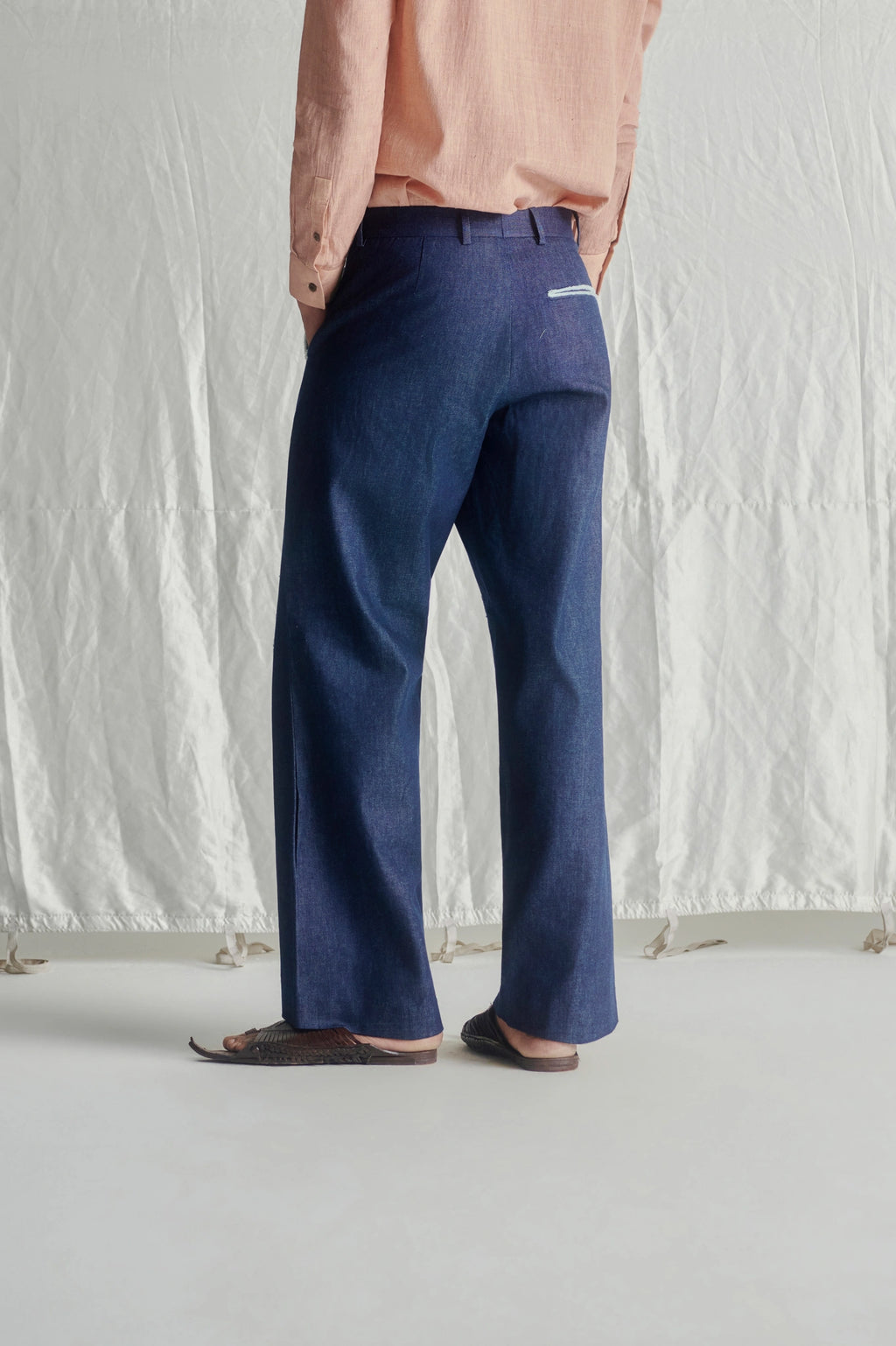 Fray applique boot cut denims