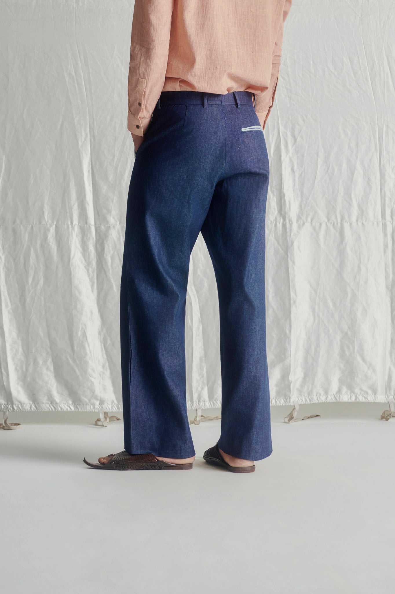 Fray applique boot cut denims