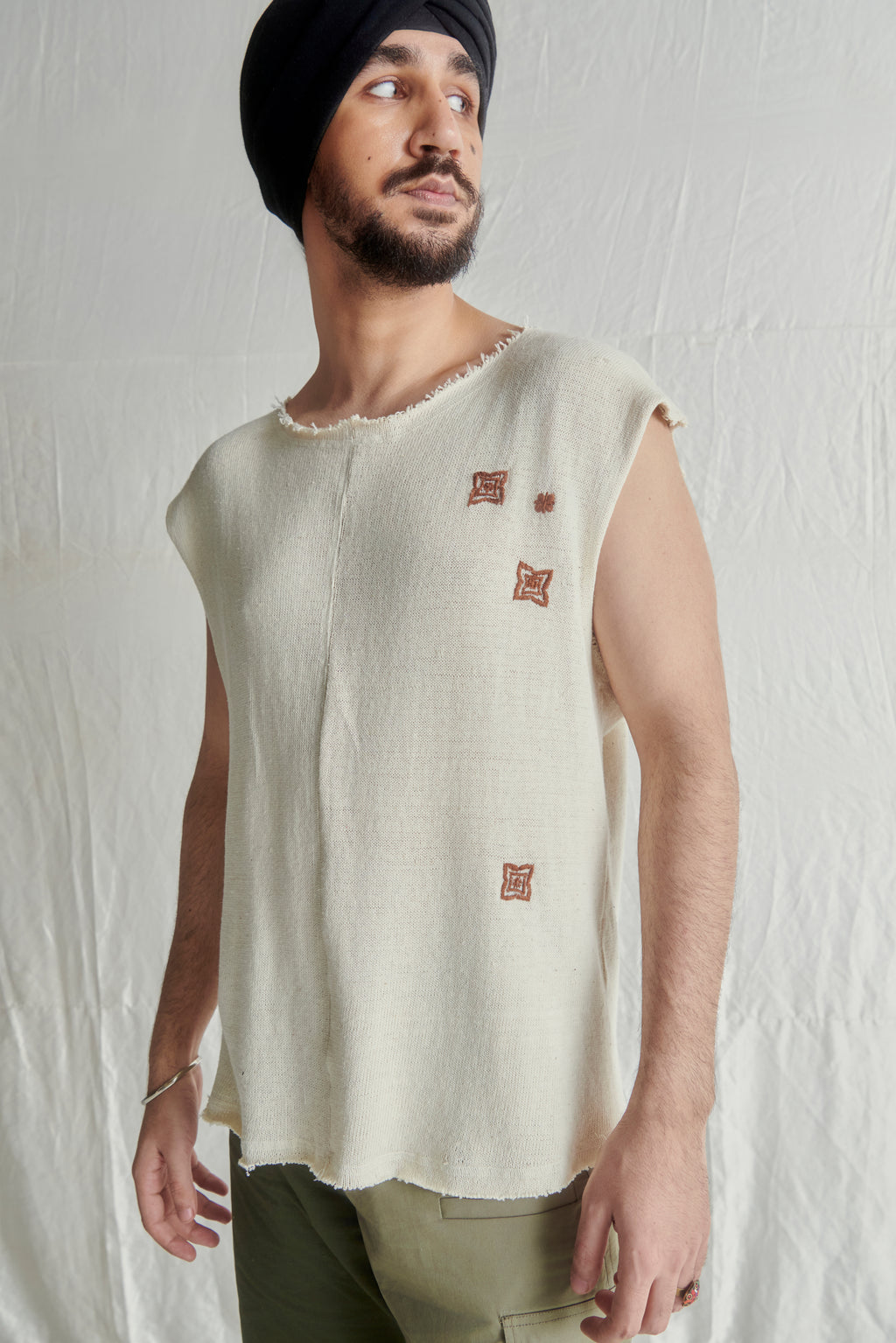 Chikankari Drop tank tee shirt