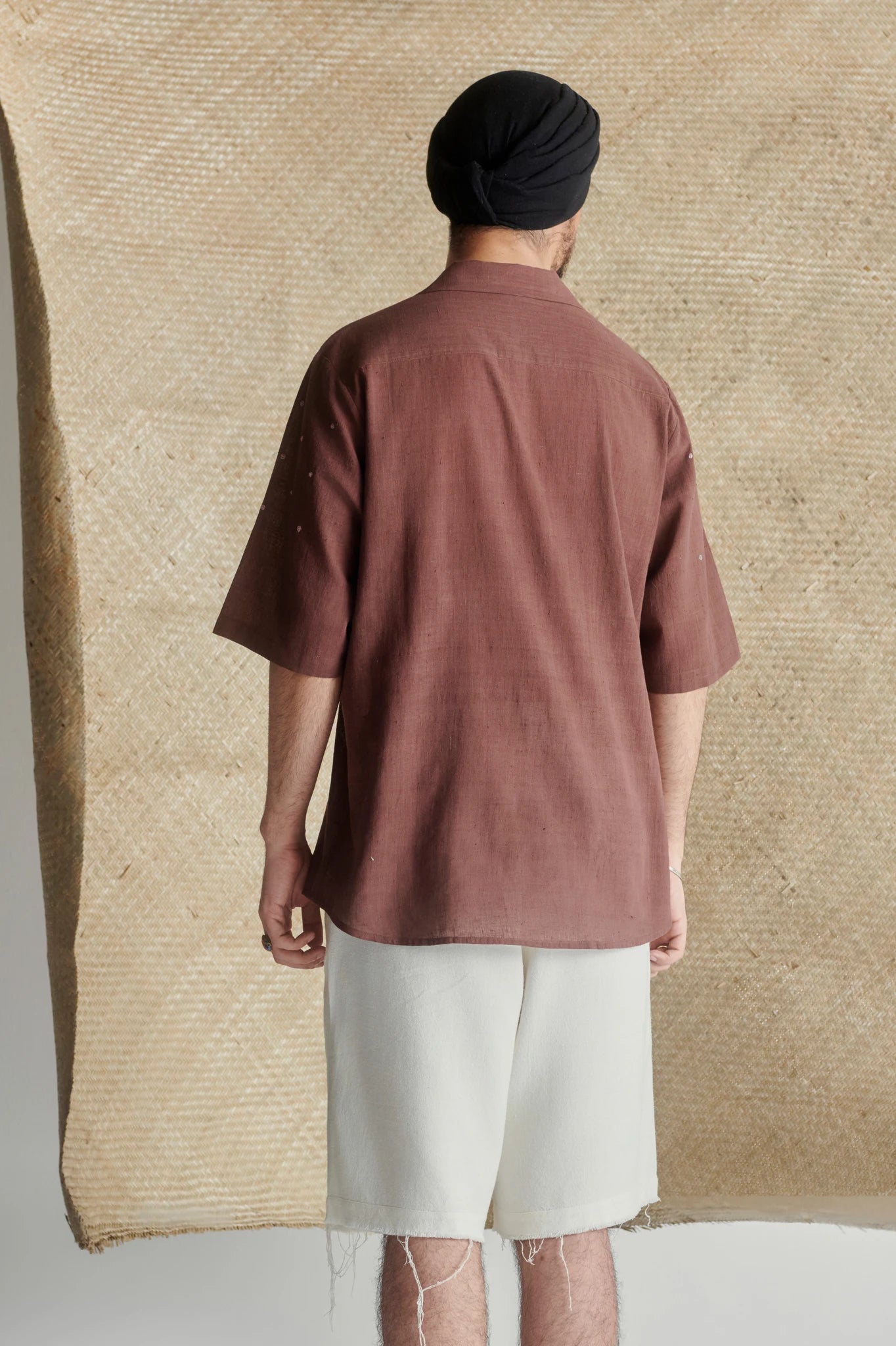 Cinnamon Chikankari camp shirt