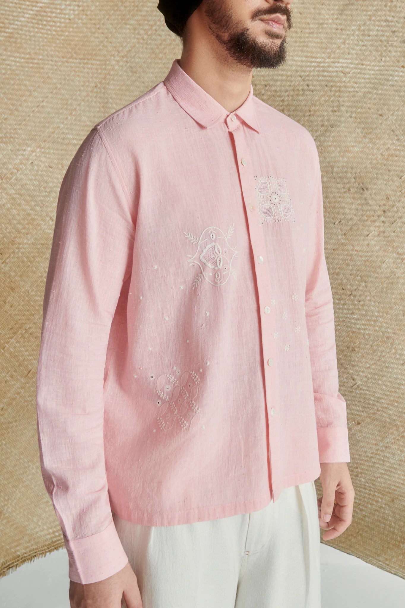 Gulabi chikankari shirt