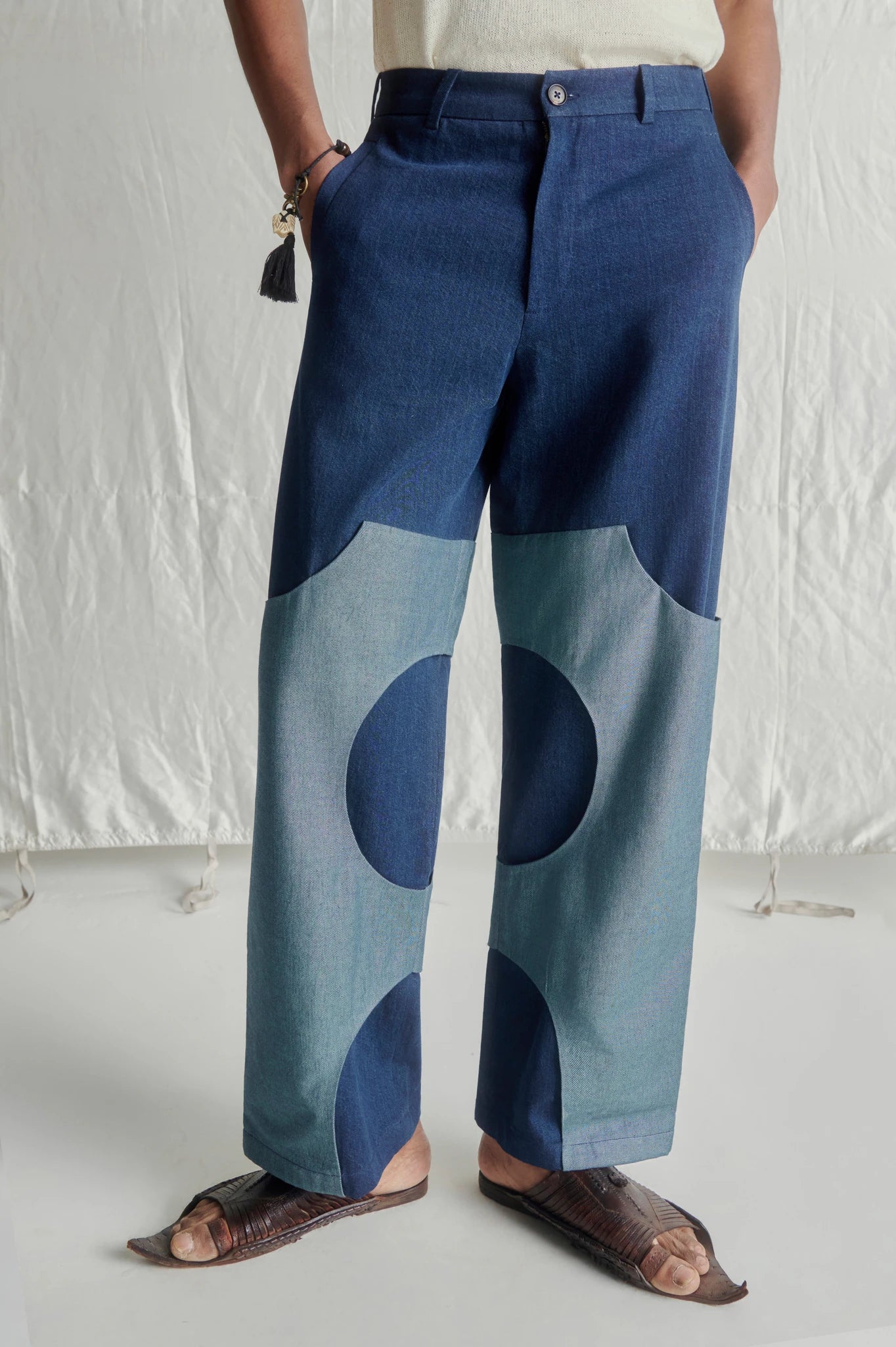 Saddle denim pants